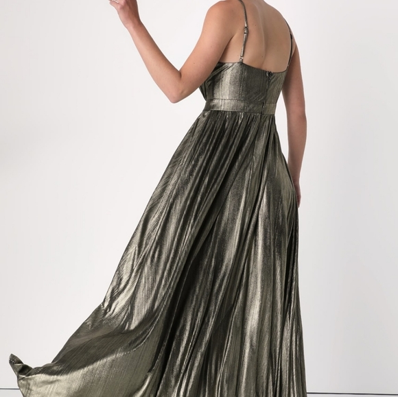 Beyond Exquisite Gold Metallic Lurex Maxi Dress - Picture 3 of 7